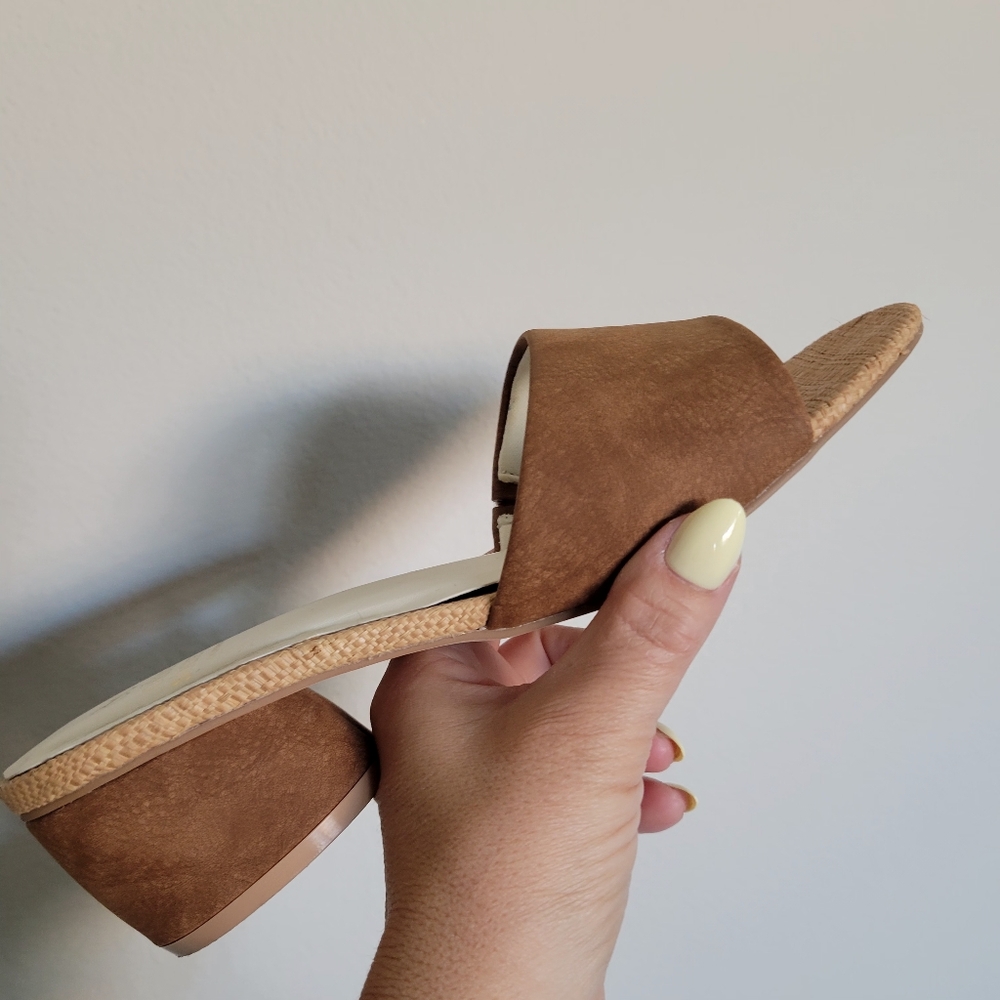 Women’s Brown Low Block Heel Slide Sandals